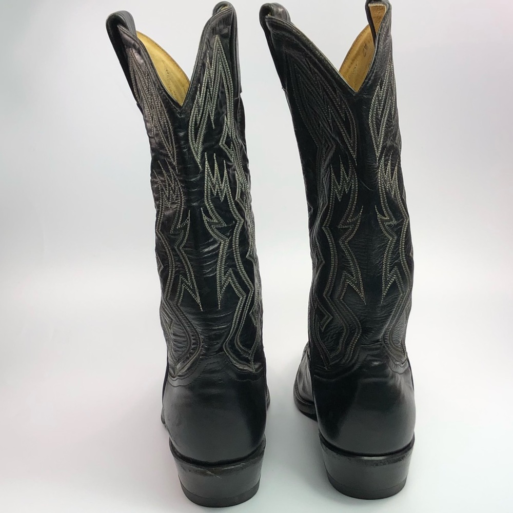 Tony Lama Black Leather Boots Men Size 8.5 D - Picture 2 of 8